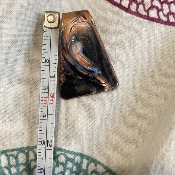 Pendant Enamel on Copper, Modernist, Abstract, Amber, Black - Picture 5 of 6